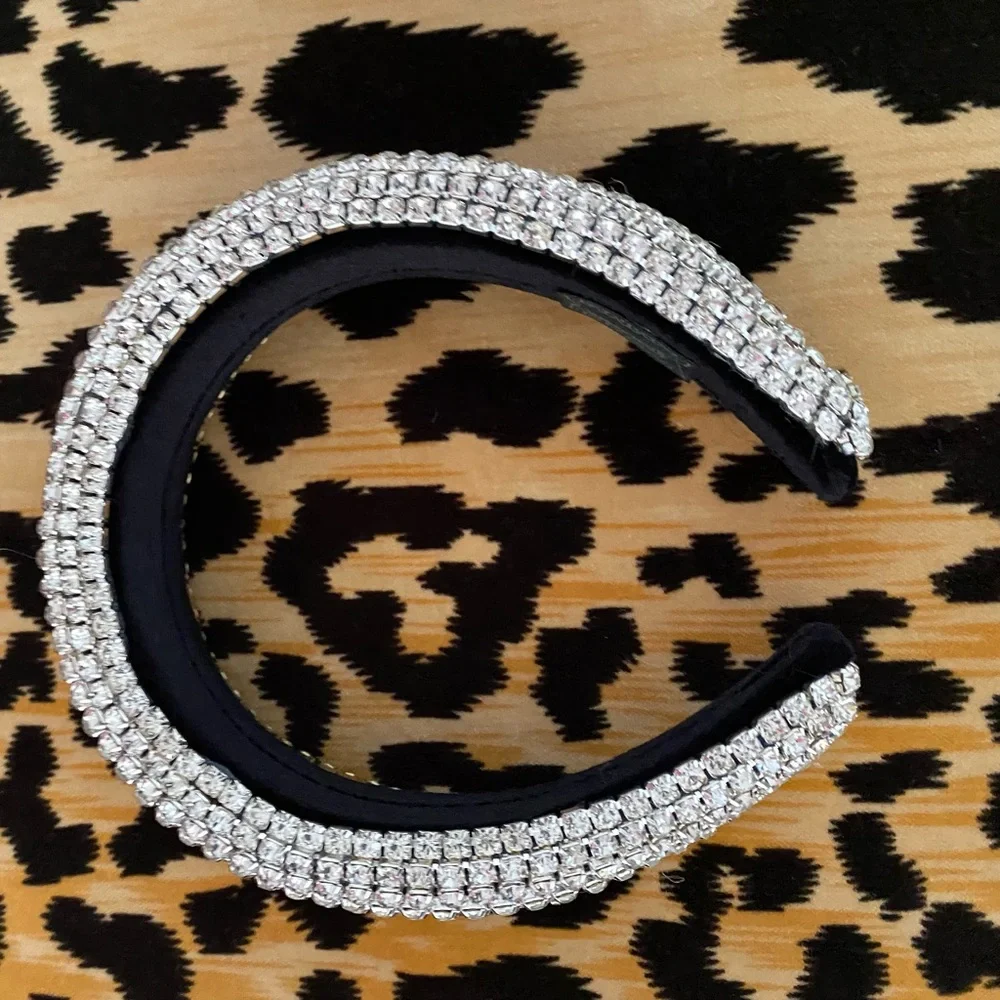 Crystal Embellished Padded Headband - Silver